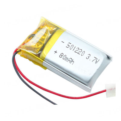 Αγορά Μικρή μεγέθους ικανότητα Lipo πακέτων 80Mah μπαταριών λι πολυ 501220 3.7V online manufacture