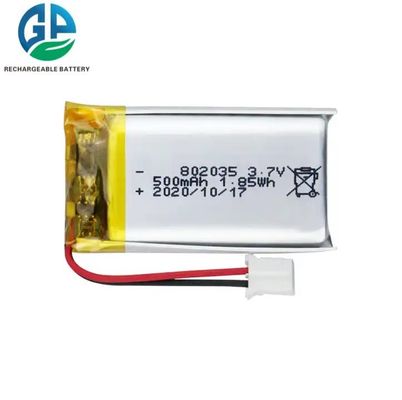 Αγορά Εγκρίθηκε από την KC Lipo μπαταρία 802035 3.7v 500mah Lithium Polymer επαναφορτιζόμενη μπαταρία online manufacture
