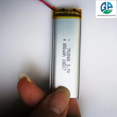 Αγορά Υψηλής χωρητικότητας 3.7V 850mAh Λιθιοϊοντική Πολυμερή Μπαταρία 500 φορές Λιθιοϊοντική Πολυμερή Μπαταρία 702060 3.7v 850mah online manufacture