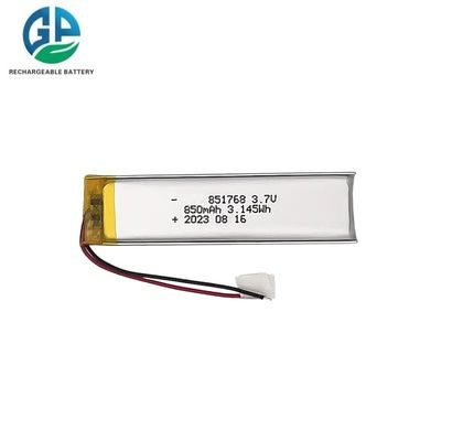Αγορά Υψηλή χωρητικότητα 3.7V 850mAh 500 φορές κύκλος ζωής Λιθίου πολυμερή επαναφορτιζόμενη μπαταρία 851768 1S1P online manufacture