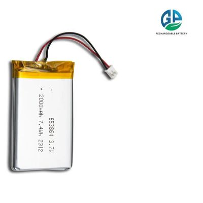 Αγορά 3.7 V 2000mah Για ψηφιακά προϊόντα Ιατρικές συσκευές Υψηλής ποιότητας φιλική προς το περιβάλλον μπαταρία πολυμερούς ιόντων λιθίου 653864 2000mAh online manufacture
