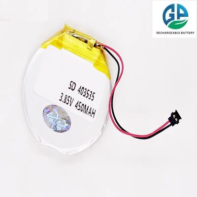 Αγορά ΚΚ Προσαρμοσμένη μπαταρία 3.7v 450mah Λι πολυμερή μπαταρία πακέτο 453535 3.7v 450mah επαναφορτιζόμενο λιθιοϊόν πολυμερές λίθιο στρογγυλή μπαταρία Lipo online manufacture