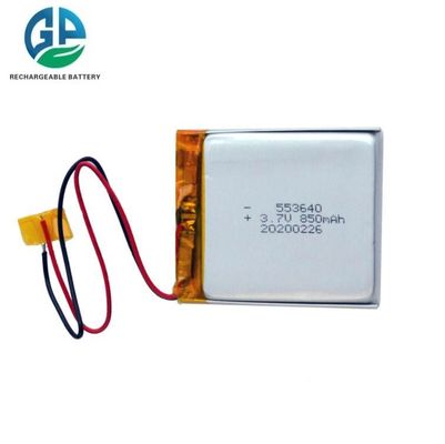 buy Υψηλής χωρητικότητας 3.7V 850mAh Λιθιοϊονική Πολυμερή μπαταρία 553640 Αναφορτιζόμενη μπαταρία Lipo διαδικτυακή κατασκευή