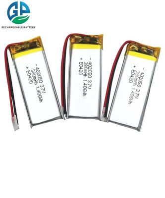 Εγκρίθηκε 3.7V 380mAh 402050 Lithium Polymer Battery Pack