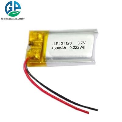 401120 60mAh 3.7V Μπαταρία Πολυμερών Λιθίου Μεγάλης Διάρκειας Ζωής Επαναφορτιζόμενη Μπαταρία LiPo για Συσκευές Ομορφιάς