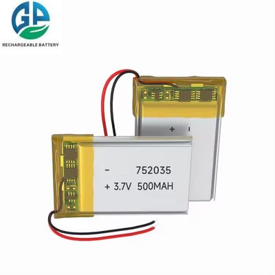 ΚΚ CB IEC62133 εγκεκριμένη επαναφορτιζόμενη μπαταρία Lipo 3.7V 500mAh 752035