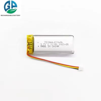 IEC62133 Εγκριθείσα πολυμερή επαναφορτιζόμενη μπαταρία λιθίου 721944 630mah 3.7v