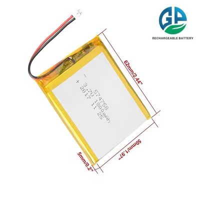 KC IEC62133 Εγκρίνει επαναφορτιζόμενη 3.7v 574758 1800mah 3.7v λίθιο πολυμερή λίπο μπαταρία