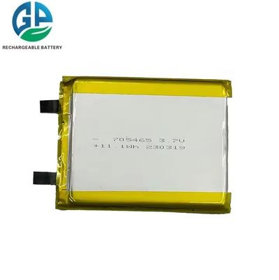 Η μπαταρία με υψηλή ταχύτητα εκφόρτισης 3.7V 3000mah 30C Max60C επίπεδη επαναφορτιζόμενη μπαταρία Lipo υψηλής χωρητικότητας 705465