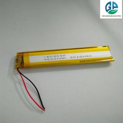 Μπαταρία πολυμερών λιθίου υψηλής χωρητικότητας 3.7V 600mAh μεγέθους 602080 για αξιόπιστη παροχή ενέργειας