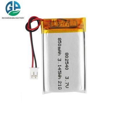 3.7V 850mAh 802540 KC IEC62133 Εγκριθείσα μπαταρία πολυμερούς λιθίου επαναφορτιζόμενης