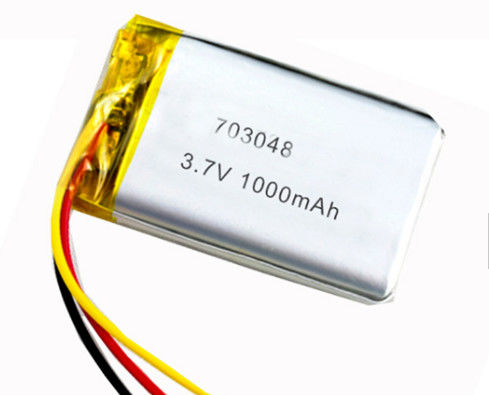 MSDS 703048 3.7V 1000mAh μπαταρία πολυμερούς λιθίου με διάρκεια 500 κύκλων για βιομηχανικές εφαρμογές